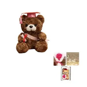 Плюшевая кукла Doctor Bear высотой 18 см Pissie, темно-коричневый/розовый