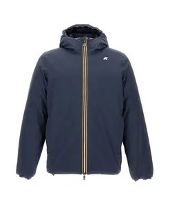 Синее двустороннее стеганое пальто с капюшоном K-Way, синий