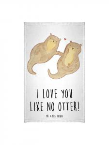 Mr. & Mrs. Panda Выдра в полотенце, руки держат надпись белым цветом