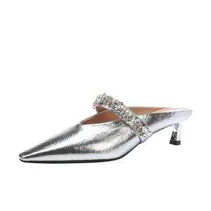 Женские сандалии с закрытым носком и резиновой подошвой, устойчивые к истиранию Beijiani, Silver