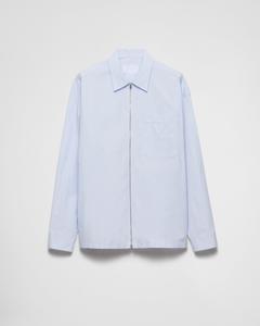 Хлопковая рубашка на молнии Prada, небесно-голубой