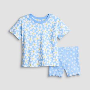 Детский сет из оверсайз футболки и велосипедок farm fresh market Jumping Beans, Blue Wavy Floral