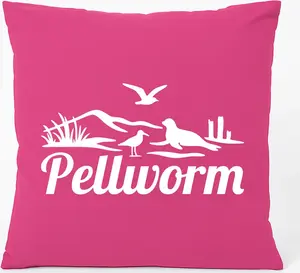 Подушка для дивана Huuraa с пляжным мотивом Pellworm, подарочная, 40x40 см, с хлопковым наполнителем цвета фуксии, сувенир Pellworm Hellweg Druckerei