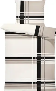 Постельное белье 135x200 см с графическими полосками бежевого цвета, серо-коричневого, черного цвета, современное, микрофибра One-Home