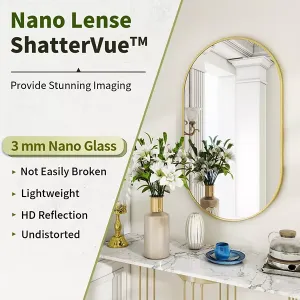 Овальное настенное зеркало 22"x38" в золоте Homlux, gold