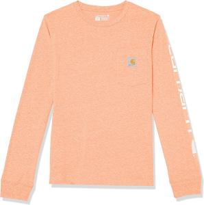 Carhartt мальчиковая футболка с длинным рукавом и карманом, Mock Orange Heather