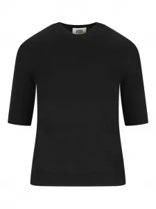 Кашемировый джемпер с короткими рукавами ALPHA STUDIO, черный