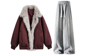 Толстовка Casual Sportswear утепленная с капюшоном унисекс X1617, burgundy top+серый pants (fleece-lined)