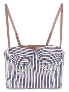 Полосатый корсетный топ DES PHEMMES, коричневый