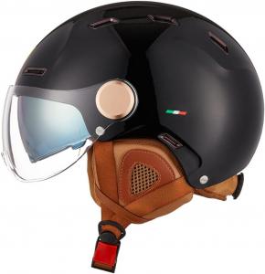 Шлем винтажный Lnpadp Retro 3/4 с козырьком, черный