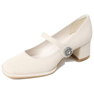 TATAYA Женские туфли Мэри Джейн на массивном каблуке экрю, цвет Ecru