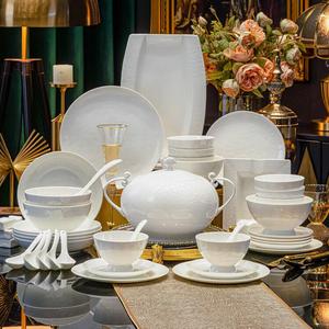 Luowei Jingdezhen Керамический набор тарелок и мисок, простой китайский стиль, Rose Diary, 70 предметов