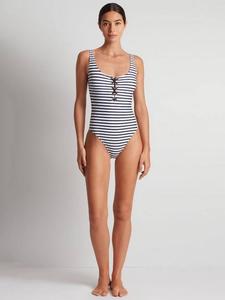 Купальник с полосками и шнуровкой Ralph Lauren, Blue/Multi