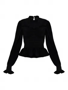 Топ с оборками Allsaints, черный