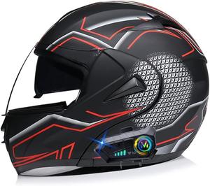 Шлем модульный BYGMWEP, черный / красный