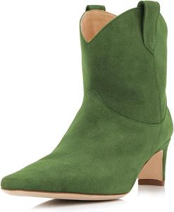 Женские винтажные ботильоны с закрытым квадратным носком, на низком каблуке, для широкой голени, теплые праздничные туфли на размер 4-16 США Wo wagas, Green