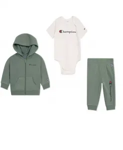 Комплект для мальчиков: боди с короткими рукавами, худи и джоггеры Champion, зеленый
