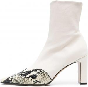 Женские стильные ботильоны Zszszsu с квадратным носком, массивным каблуком, модные носочные ботинки с боковой молнией, удобные обувь для повседневного ношения, модная обувь, размеры US 4-16, White And Serpentine