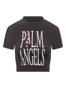 Укороченная футболка с логотипом PALM ANGELS, черный