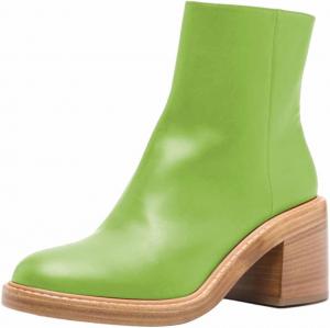 Женские модные ботильоны FOWT с круглым носком, боковой молнией, средней толстой подошвой, каблук средней высоты, повседневные ботинки для ежедневной носки, размер 4-16 US, Green