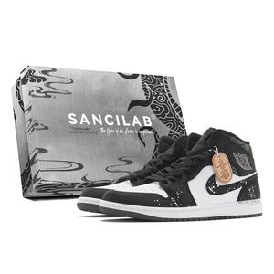 Jordan Баскетбольные кроссовки Air 1 с износостойким верхом средней высоты, винтажные, унисекс, черно-белые