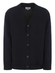 Кардиган в рубчик с заплатками на локтях MAISON MARGIELA, черный