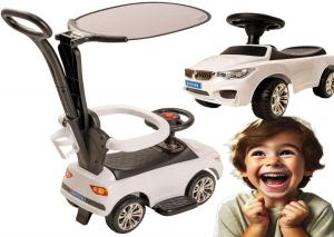Детская машинка с гидом, которая оттолкнет машину от сиденья. Белый автомобиль. PakaNiemowlaka