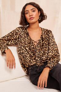Блузка с длинными рукавами и оборками Friends Like These, коричневый