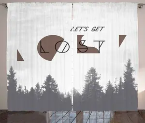 Штора ABAKUHAUS Adventure Rustic, Inspiring Vintage, универсальная ленточная штора для гостиной с петлями и крючками, 280 x 225 см, цвет: белый, умбра, коричневый, серый Abakuhaus