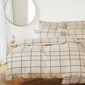 Элегантный комплект постельного белья из сатина Мако Cross, бежевый цвет, размер 155х200+80х80 Elegante