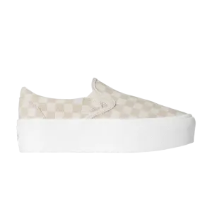 Кроссовки Vans Classic Slip-On Platform, Checkerboard - Mushroom Brown