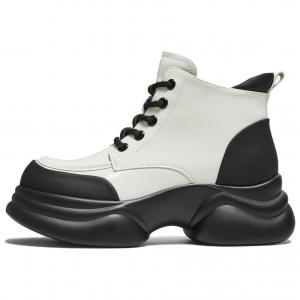 TATA Белые и черные женские ботинки мартин на высоком каблуке по щиколотку, цвет White/Black