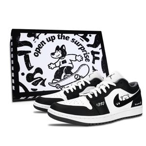 Jordan Винтажные баскетбольные кроссовки Air 1 унисекс низкие бело-черные