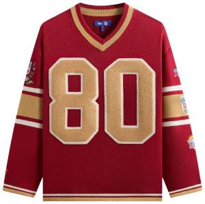 Вязаный свитер Kith For The NFL San Francisco 49ers с V-образным вырезом, модель, красный