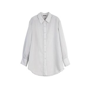 ELLE Рубашка Women's Medium Gray Lapel Thin Shirt