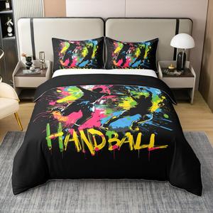 Erosebridal Комплект постельного белья Handball Players из 100% хлопка с радужным принтом для детей, Red Green