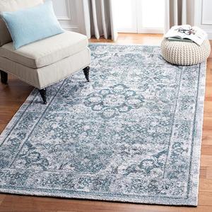 Ковер SAFAVIEH, 183 x 183 см, Classic Vintage Collection, Aqua & Blue, ручной работы, восточный медальон, состаренный, идеален для помещений с высокой проходимостью в гостиной, спальне (CLV201J)