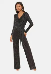 Комбинезон с длинными рукавами и воротником-хомутом, укороченный крой Lipsy, Black