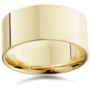 Плоское полированное обручальное кольцо 10 мм из 14-каратного желтого золота. Размер на выбор. Pompeii2, желтый