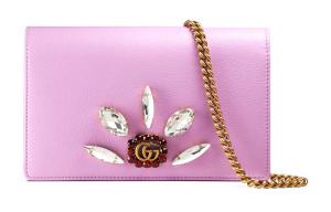 GUCCI Кожаный кошелек, кросс-боди, мини-сумка через плечо женская розовый фиолетовый