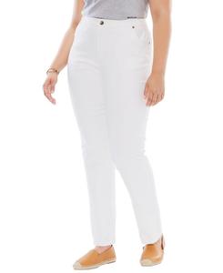 Женские джинсы Within прямого кроя из эластичного денима с пятью карманами Woman Within, White