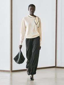 Хлопковый вязаный свитер с деталью шарфа Massimo Dutti, cream