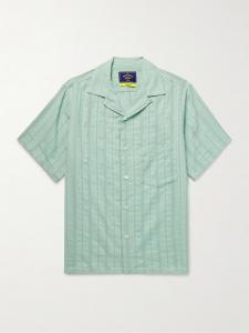 Рубашка Almada Convertible-Collar из хлопка и марли с вышивкой PORTUGUESE FLANNEL, цвет Leaf green