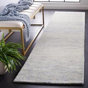 Ковер-дорожка SAFAVIEH, 69 x 275 см, Metro Collection, Blue & Ivory, ручная работа из шерсти, идеально для помещений с высокой проходимостью в гостиной, спальне (MET867M)