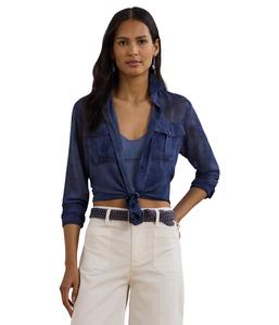 Рубашка Lauren Ralph Lauren Classic Fit Print Chiffon Shirt, черный мульти