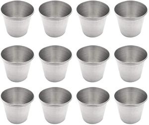 Упаковка из 12 рюмок из нержавеющей стали. Портативные рюмки из нержавеющей стали. Чашки для вина. Чашки для питья для виски, текилы, ликера (45 мл) FeelGlad