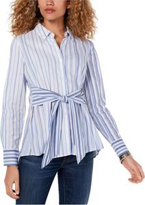 Женский спортивный топ Tommy Hilfiger с длинными рукавами и воротником в полоску, Blue Multi