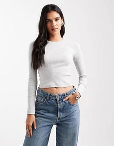 Лонгслив Brave Soul из хлопка с длинными рукавами серого меланжевого цвета