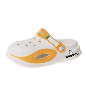 Детские дышащие сабо из износостойкого материала EVA BOBDOG, белый/желтый