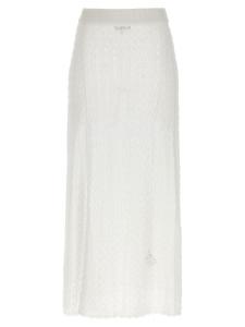 Юбка из блестящего ажурного трикотажа GANNI, белый